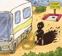 A cartoon of a person pulling on the hose to get out of a bus.