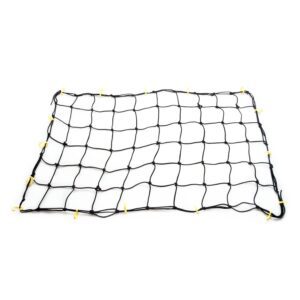 A black net with yellow string on top of it.