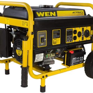 A yellow and black generator is on the ground