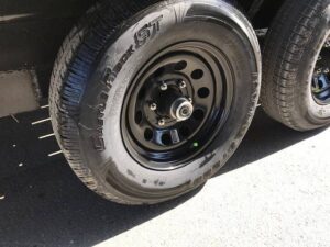 A close up of the tire on a truck