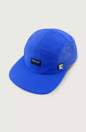 A blue hat with an image of the word " dallas ".